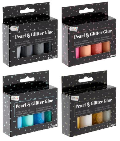 Perlové a gliterové lepidlo 4x20ml MIX barev